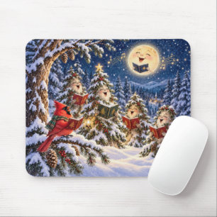 Weihnachtskardinal und Winterbaum-Chor Mousepad