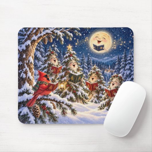 Weihnachtskardinal und Winterbaum-Chor Mousepad (Mit Mouse)