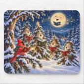 Weihnachtskardinal und Winterbaum-Chor Mousepad (Vorne)