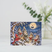 Weihnachtskardinal und Winterbaum-Chor Postkarte (Stehend Vorderseite)
