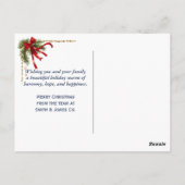 Weihnachtskardinal und Winterbaum-Chor Postkarte (Rückseite)