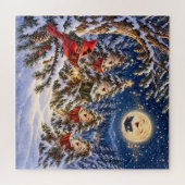 Weihnachtskardinal und Winterbaum-Chor Puzzle (Horizontal)