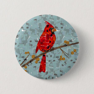 Weihnachtskardinal-Vogel-Collage Button