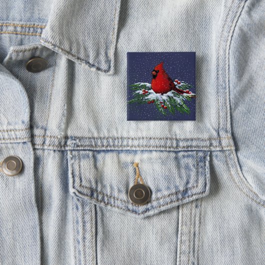 WEIHNACHTSKardinal: VOGEL: KUNST: SCHNEE Button (Beispiel)