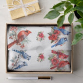 Weihnachtskardinäle Blaue Vögel Elemente Decoupage Seidenpapier (Geschenk)