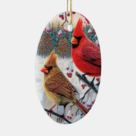 WeihnachtsKardinäle Keramik Ornament (Rechts)