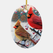 WeihnachtsKardinäle Keramik Ornament (Vorne)