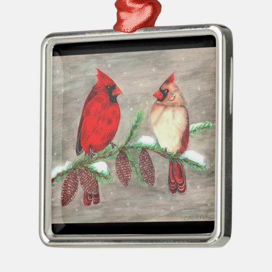 WeihnachtsKardinäle Ornament Aus Metall (Links)