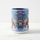 Weihnachtskardinäle und schneebedeckte Laterne Tasse (Zentrum)
