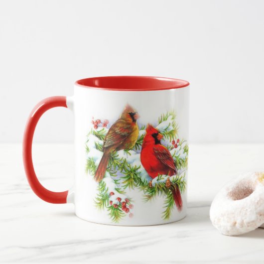 WeihnachtsKardinals-Tasse Tasse (Mit Donut)