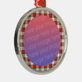 Weihnachtskariert Bilderrahmen Silbernes Ornament (Rechts)
