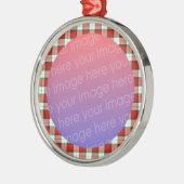 Weihnachtskariert Bilderrahmen Silbernes Ornament (Links)