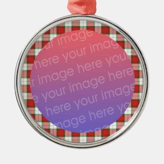 Weihnachtskariert Bilderrahmen Silbernes Ornament (Vorne)