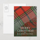 WeihnachtsKariert Feiertagspostkarte (Vorne/Hinten)