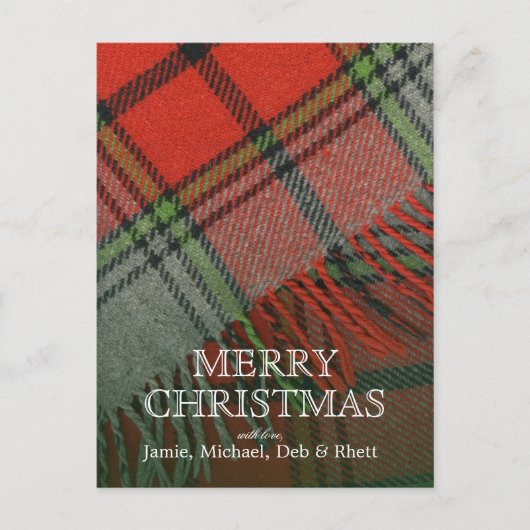 WeihnachtsKariert Feiertagspostkarte (Vorderseite)
