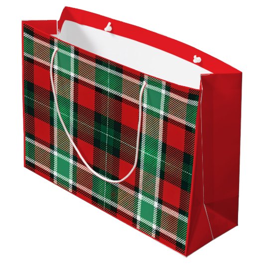WeihnachtsKariert Große Geschenktüte (Rückseite Schrägansicht)