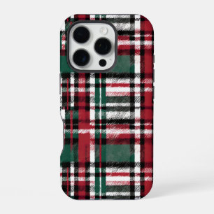 Weihnachtskariert in Rot Grün Weiß und Schwarz iPhone 16 Pro Hülle