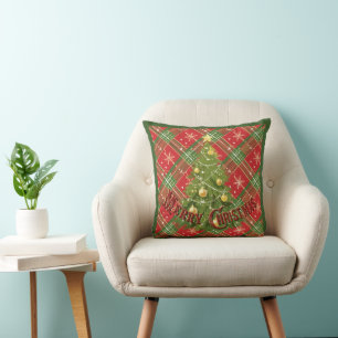 Weihnachtskariert mit Baum Kissen