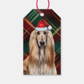 Weihnachtskariert mit einem Afghan Hound Hund Weih Geschenkanhänger (Vorderseite)