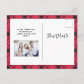 WeihnachtsKariert | Rot-Schwarz-Zwei-Foto Feiertagspostkarte (Rückseite)