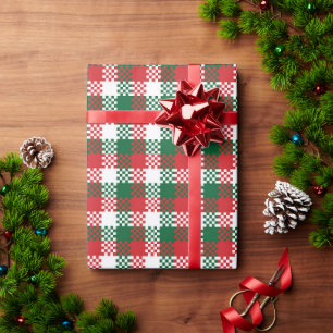 Weihnachtskariert rot weiß grün Büffelmuster Geschenkpapier
