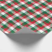 Weihnachtskariert rot weiß grün Büffelmuster Geschenkpapier (Ecke)