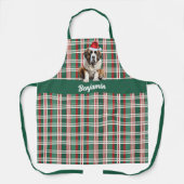Weihnachtskariert Saint Bernard Weihnachtsmann-Hun Schürze (Vorderseite)