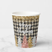 Weihnachtskariert und Glitter mit Text Pappbecher (Vorderseite)