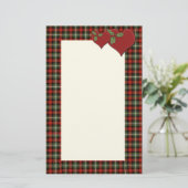 Weihnachtskarierte Herzen der Liebe Briefpapier (Stehend Vorderseite)