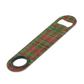 Weihnachtskarierter Tartan Speed Flaschenöffner (Vorderseite Schrägansicht)