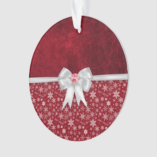 Weihnachtskarminrote rote Schmutz-Verzierung Ornament (Vorderseite)