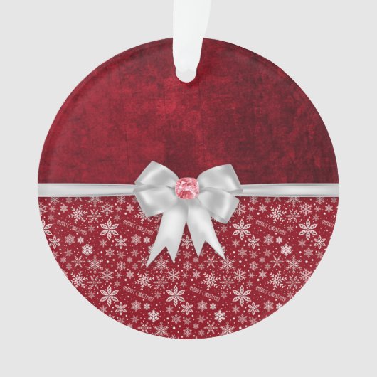 Weihnachtskarminrote rote Schmutz-Verzierung Ornament (Vorderseite)