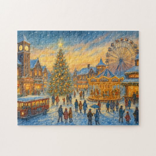 Weihnachtskarneval Stadt Winterdorf Puzzle (Horizontal)