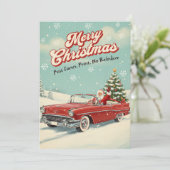 Weihnachtskarte 1950 mit Retro-Weihnachtsmann Feiertagskarte (Stehend Vorderseite)