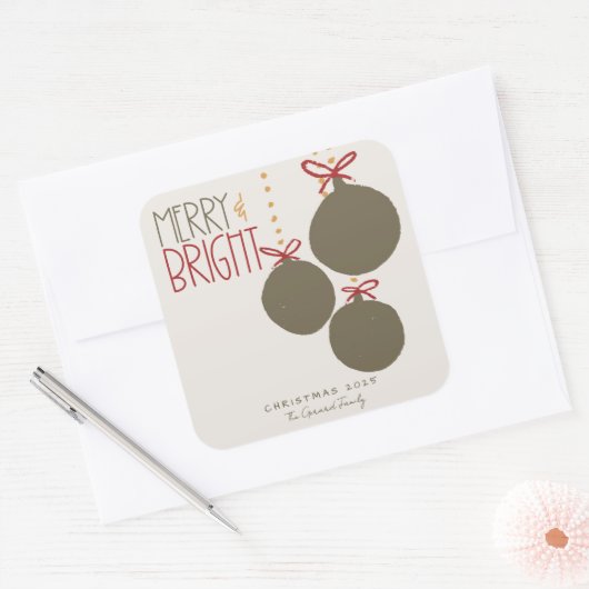 Weihnachtskarte 2025 für Fotos Quadratischer Aufkleber (Umschlag)