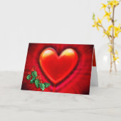 Weihnachtskarte am roten Herzen mit Liebe. Karte (Gelbe Blume)