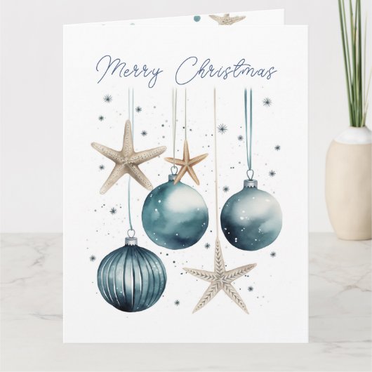 Weihnachtskarte an der Küste personalisierbar Dankeskarte (Vorderseite)