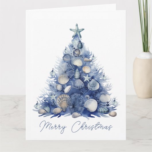 Weihnachtskarte an der Küste personalisierbar Dankeskarte (Vorderseite)