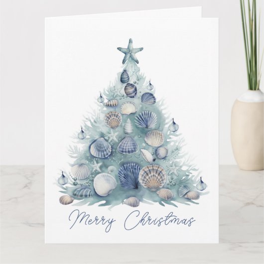 Weihnachtskarte an der Küste personalisierbar Dankeskarte (Vorderseite)