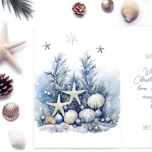 Weihnachtskarte an der Küste personalisierbar Dankeskarte