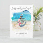 Weihnachtskarte an der tropischen Küste Feiertagskarte (Stehend Vorderseite)