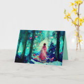 Weihnachtskarte Aquarell Alphonse Mucha Stil Karte (Gelbe Blume)