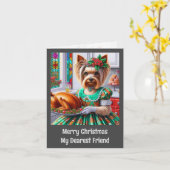 Weihnachtskarte | Australian Silky Terrier Dog Xma Karte (Gelbe Blume)