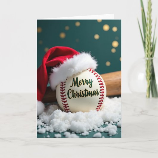 Weihnachtskarte Baseball Feiertagsgrüße Karte (Vorderseite)