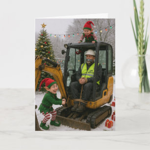 Weihnachtskarte - Bauleiter von Elfen entführt! Karte