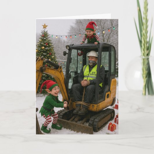 Weihnachtskarte - Bauleiter von Elfen entführt! Karte (Vorderseite)