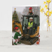 Weihnachtskarte - Bauleiter von Elfen entführt! Karte (Gelbe Blume)