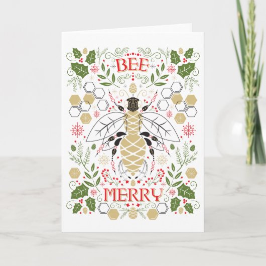 Weihnachtskarte Bee Merry Feiertagskarte (Vorderseite)