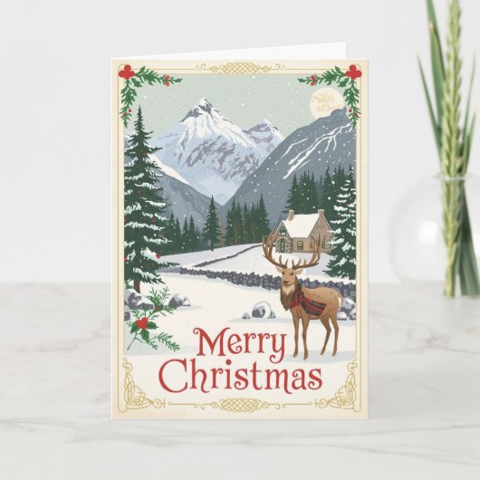 Weihnachtskarte Berghirsch Karte (Vorderseite)