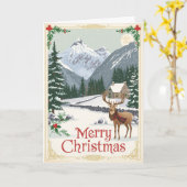 Weihnachtskarte Berghirsch Karte (Gelbe Blume)